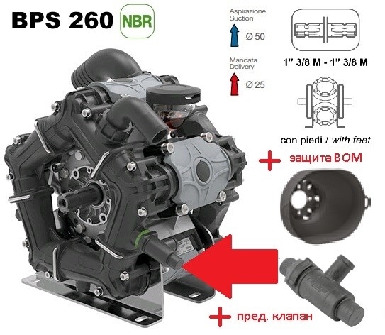 Насос мембранный Comet® серия ВPS260; пред.клапан/защита ВОМ; (249 л/мин; 20 бар); вал ВОМ 1"3/8 - фото 33989